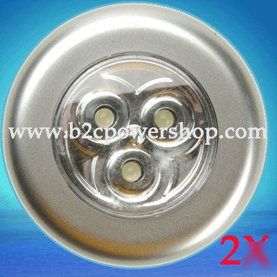 2X peel and stick push light w 3 led wardrobe cupboard 
