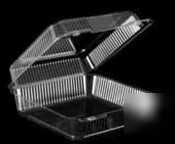 Clear plastic food container w/ hinged lid - medium