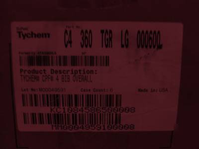 Dupont C4360TGRLG tychem CPF4 bib overalls sz large