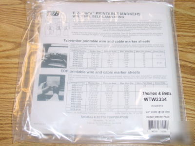 Wtw-2112 t&b ez code printable wire markers - 25 pieces