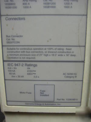 Siemens sbs 1600 SBS2016 SBS2016F 1600AMP amp SB16TLSIG