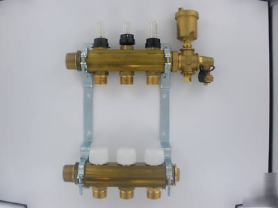 2 circuit brass manifold for radiant heat pex