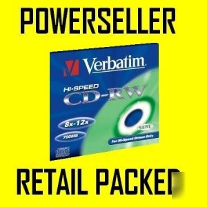 New 1X blank verbatim cd-rw & sealed + jewel case cdrw