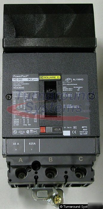 New square d HDA36045 circuit breaker, 45 amp, i-line 