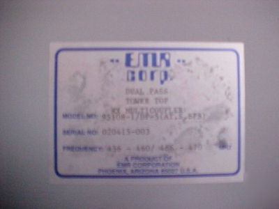 Emr uhf tower top amp mod# 95108-1/dp-5 at 8 bps