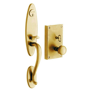 Baldwin 6549 polished brass full dummy handle trim set