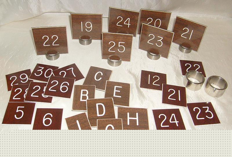 Vintage plastic wood grain restaurant table numbers 