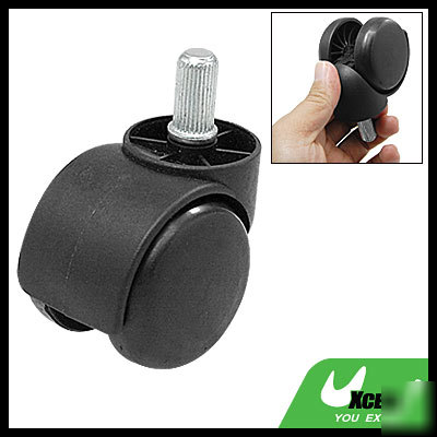 Black double wheel straight threaded connector caster