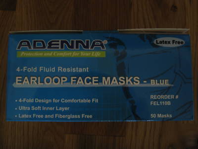 Lot of 500 adenna medical dental flu masks earloop