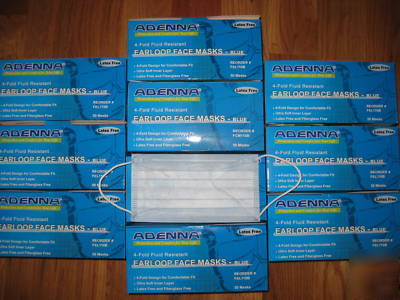 Lot of 500 adenna medical dental flu masks earloop