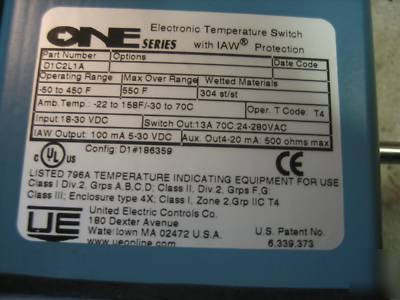 United electric temperature switch â€˜typeâ€™ D1~C2L1A ~ 