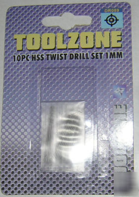 10 pc mini micro hss twist drills 1MM 