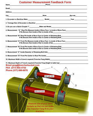 Backhoe trenching bucket trencher fang mini excavator