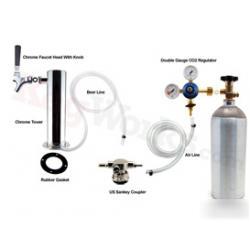 Single tap chrome tower kegerator kit us low profile