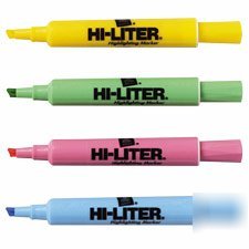 Hi-liter desk-style highlighter, chisel tip, 4 assorted