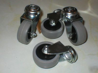 New 50MM swivel castors single bolt rubber wheel four