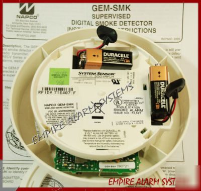 New napco gemini gem-smk wireless smoke detector 