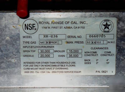 Royal gas griddle/oven combination unit