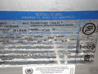 Beverage air UCR48A undercounter / backbar refrigerator