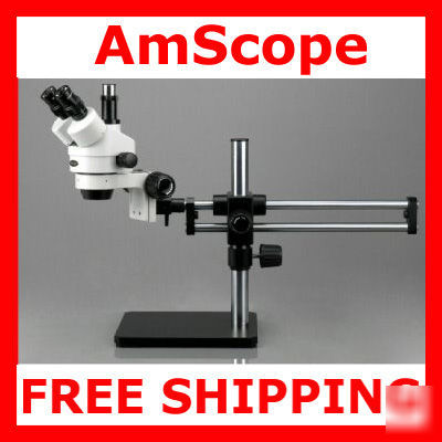 7X-45X trinocular stereo microscope + ball bearing boom