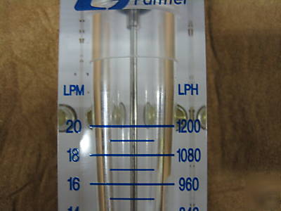 Cole parmer acrylic in-line water flow meter 2-20 lpm