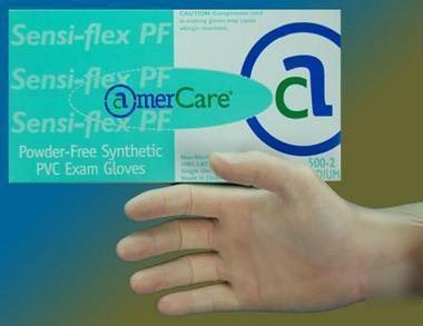 Sensi-flex pf pvc synthetic medical exam gloves size lg