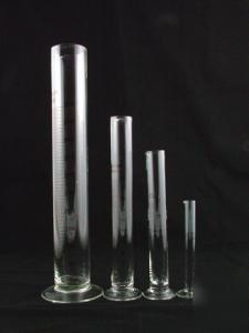 4 glass graduated cylinders 10 25 100 500 ml cylinder
