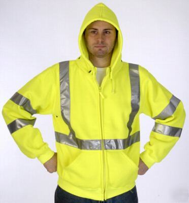 Ansi class 3 safety sweatshirt jacket lime 28-5368 med