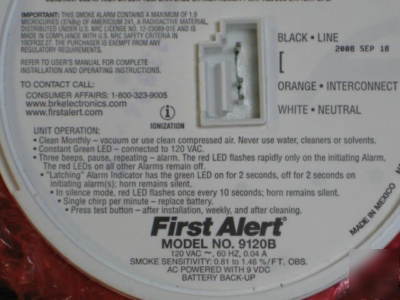 Brk first alert smoke detector (model 9120B) lot of 6