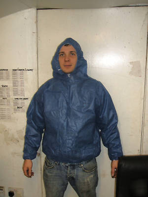 Disposable hooded top jacket xl blue free postage