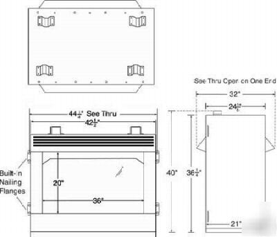 Fmi ventless vent-free gas see-thru fireplace nat/prop
