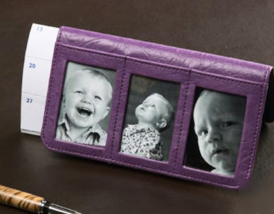 Leather photo pocket planner calendar checkbook cover n