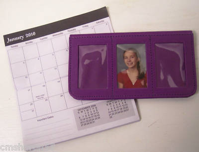 Leather photo pocket planner calendar checkbook cover n