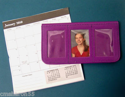 Leather photo pocket planner calendar checkbook cover n