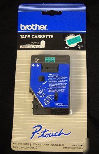 New brother tc-8001 p-touch black green tape TC8001