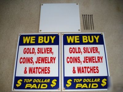 New we buy gold sandwich board sign 2-sided a-frame kit 