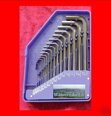 Set of 15 imperial sizes hex / allen keys +storage case