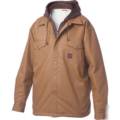 Tough duck shirt w hood - xxx-l, brown