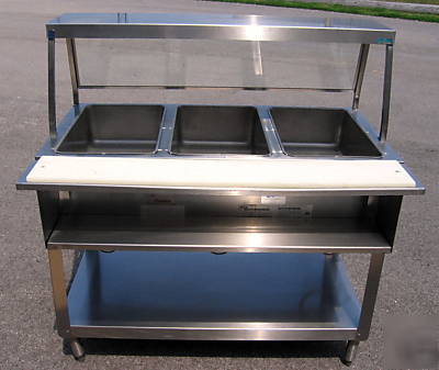 Duke aerohot 3 well gas steam table w/ sneezeguard