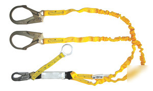 Heavy duty shock absorbing lanyard with srl attachment