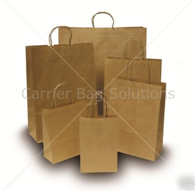 100 brown gift paper carrier bags - 32CM x 42CM x 12CM