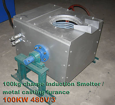 100KG100KW tilt induction smelter metal casting furnace