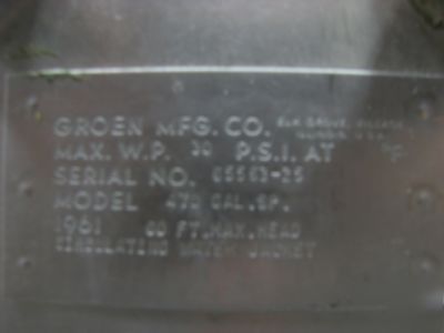 Groen jacketed 470 gallon tank stainless steel 