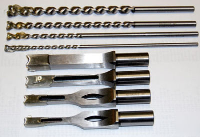 New 4 pcs. forest city hollow mortising chisels & bits