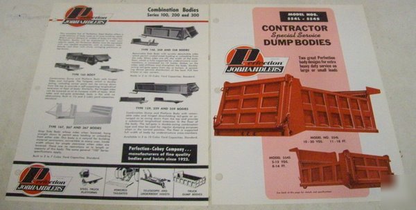 Perfection jobhandlers 1960S dump bodies brochure lot