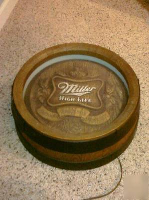 Vintage miller high life beer lighted barrel sign neat 