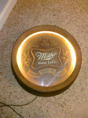 Vintage miller high life beer lighted barrel sign neat 