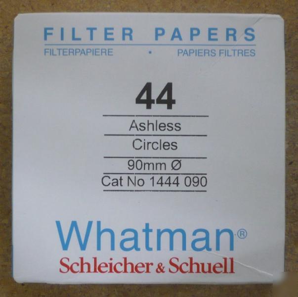 Whatman filter papers, grade 44 circles, 90MM, 100/pk