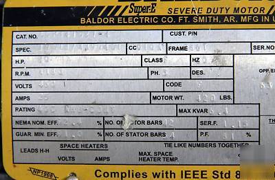 Baldor ECP84102T-4 premium chemical process motor 20HP