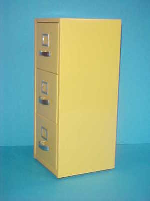 Miniature three-drawer filing cabinet storage trinkets